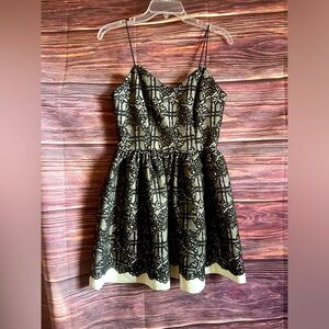 NWT Aqua White with Black Lace Dress. Size Medium.